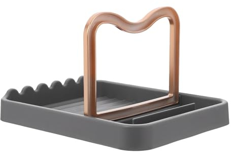 HOODANCOS Repose-Cuillère Et Support De Couvercle De Pot Porte-Ustensiles De Cuisine avec Égouttoir Support pour Louche Spatules Et Couvercles Rangement De Comptoir pour Cuisine