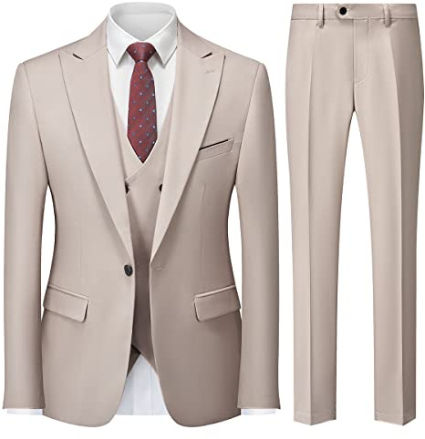 KUDMOL Costume Homme 3 Pièces Mariage Business Slim Fit Smoking à Un Bouton à la Mode Blazer Veste et Pantalon Gilet à Double Boutonnage