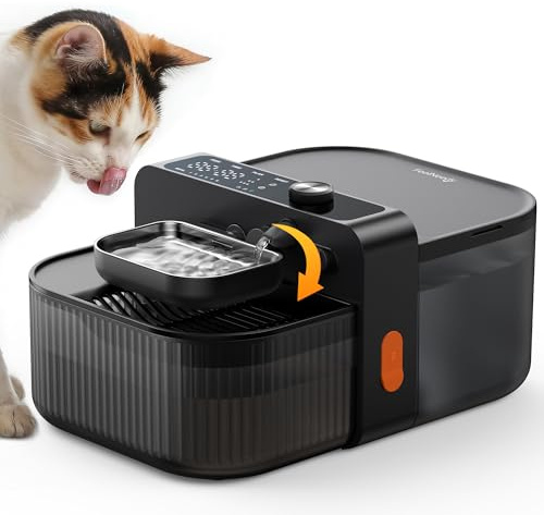 FEELNEEDY 3,5L Fuente para Gatos sin Cable y sin Filtro con Batería 3000mAh, Sin Mantenimiento Costoso, Bebedero Gatos Inalámbrico con Separación del Agua Limpia y del Agua Usada