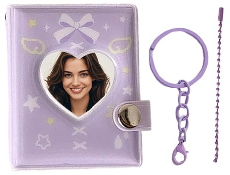 Mini-Fotoalbum | Kartenhalter aus PVC, niedlich, tragbar, mit Anhänger – Buch Schlüsselanhänger mit Fotos und Sammelalbum | für Geburtstag, Hochzeit, Valentinstag, Alltag, Reisen, Handtasche