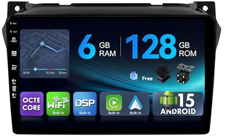 MSD 6G+128G - Autoradio pour Suzuki Alto Nissan Pixo (2009-2016) | Android 15 GPS Navi Radio | Carplay Android Auto Volant Dual Band WiFi DSP Dab | Caméra MIC | Octa-Core 2 Din 9 Pouce