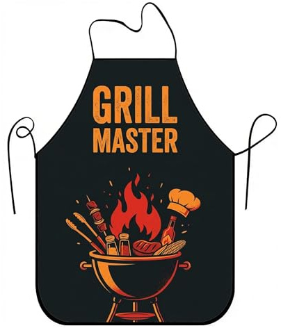Grill Master - Delantal para cocinar, diseño culinario de barbacoa vintage, delantal de cocina, barbacoa de verano al aire libre para adultos, Negro, 24x31 Inch