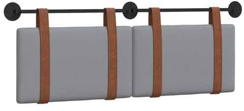 Yisssmeng Hängendes Kopfteil 150 cm für Doppelbett, Wandmontage Betthaupt Gepolstert, Wandkissen aus Antik-PU-Lederoptik, Modernes Design für Schlafzimmer, Hellgrau 2-teilig