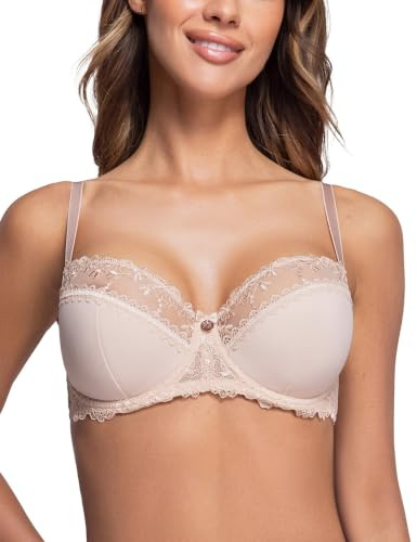 Ava 1030 Élégant Soutien-Gorge Semi-Rembourré Bretelles Ajustables Armature Lingerie Femmes – Fabriqué en UE, Beige,85G