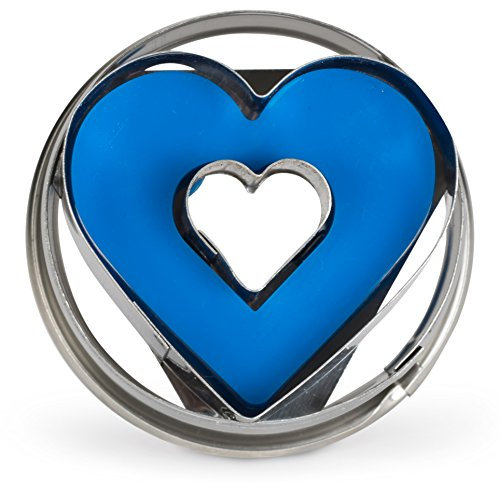 Patisse condensadora Galletas Forma corazón con expulsor 5 cm, Acero Inoxidable, Plata, 5.0 x 5.0 x 5.0 cm, 3 Unidades