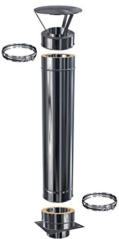 Schornsteinverlängerung Kaminverlängerung doppelwandig DW 200 Höhe 1,5 m / 0,5 mm