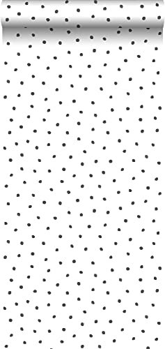 papier peint à motif de points noir et blanc 53 cm x 10.05 m - ESTAhome