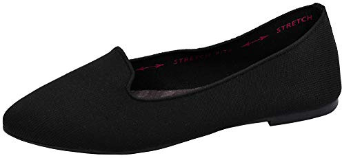 Skechers Femme Cleo-Sherlock-Engineered Knit Loafer Skimmer Ballerines, Noir, 38 EU