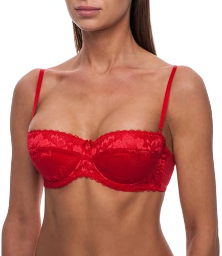frugue Soutien Gorge sans Bretelles Bandeau Push Up Femme Rouge FR 85C