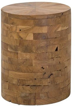 Beliani Praktischer Beistelltisch Teakholz Holzstück braun Brant