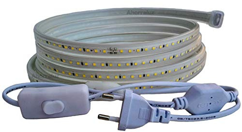 Energiespar-Streifen, 220 V, 2835, 120 LED/m, hohe Helligkeit, mit Schalter. Wasserdicht, Kaltweiß/Neutral/Warmweiß, wasserdicht IP67 Strip 1,5M Neutralweiß