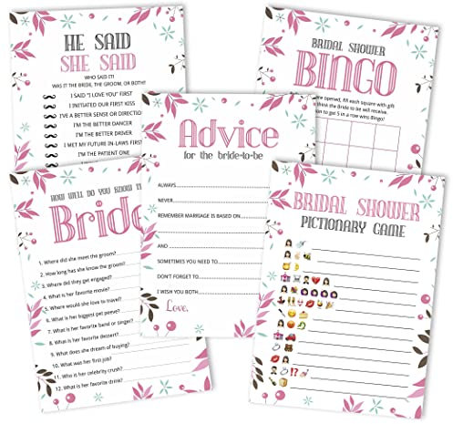 Inkdotpot Blumen Thema Junggesellinnenparty Spiele 5Er-Einstellen (Aktivitäten Für 50 Gäste) Spaß Brautdusche Spiele Einstellen Bündeln