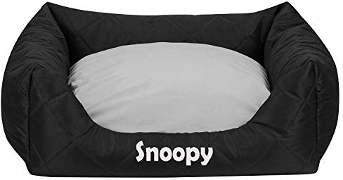 Ferocity Lit de Chien Personnalisé avec Nom et Coussin - Panier Étanche en Tissu Codura, Gris-Noir, Taille Petite 60x55 [123]
