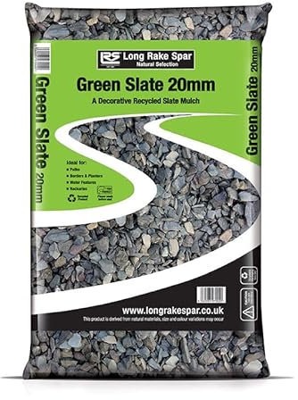 Green Slate Chippings | 20mm | 20kg | Aggregates, Garden Pebbles, Garden Chippings, Driveway Stones, Flower Pots Decorative Slate