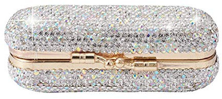 Portable Lipstick Case With Mirror - Shiny Diamonds Clip Holder, Organizer Storage Box Perfect for Handbag