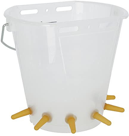 Kerbl 27513 Lammeimer mit 5 Saugern, Weiß/Transparentes, 8L Kapazität