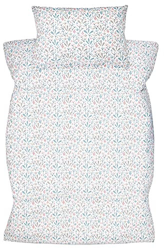 Amilian Parure de lit, 2 pièces, en 100 % coton, pour enfant et bébé, housse de couette de 100 x 135 cm et taie d'oreiller de 40 x 60 cm, avec fermeture à rabat, au motif de boule de neige