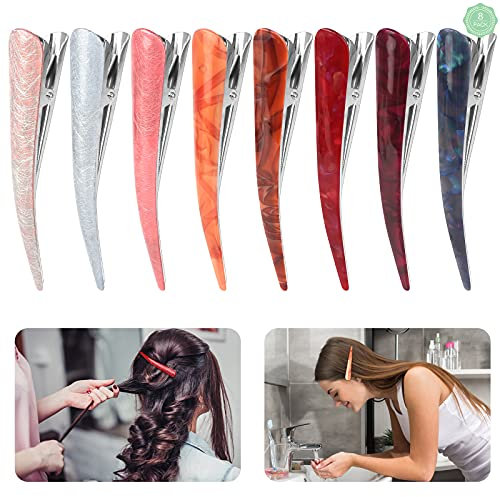 Entenschnabel Haarspangen 8 Stück Große Alligator Haarclips aus Acryl, Bunt Damen Haarklammern für Dickes Haar Dünnes Haar, Rutschfeste Krokodil Haarnadel für Frauen Mädchen Frisur (13cm)