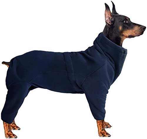 Hundemantel Winter Dick Warm, Hund Fleece-Pullover mit Beinen, Einstellbare Haustier Kapuzenpullis Rüde/Hündin Overalls für Corgi, Geeignet für Welpen Kleine Mittlere Große Hunde (Color : Blau, Size