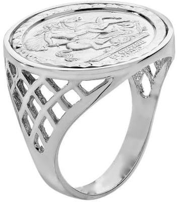 Sterling Silver Sovereign Coin Ring - St George - Sizes M to Z + 1 (T)