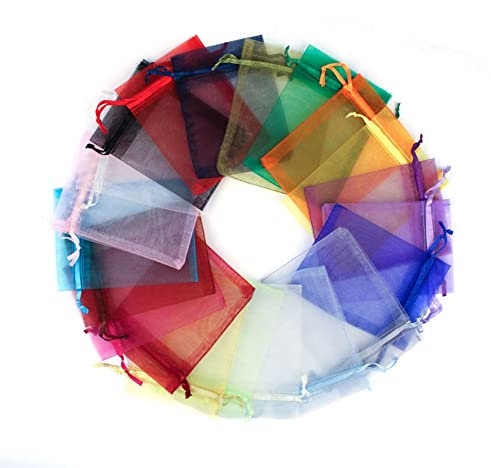 Egurs Organzasäckchen 20x30cm 50 STK Bunte Groß Durchsichtig Geschenkbeutel Organzabeutel Schmuckbeutel Geschenkverpackung Beutel Hochzeit Geburtstag Party Zubehör