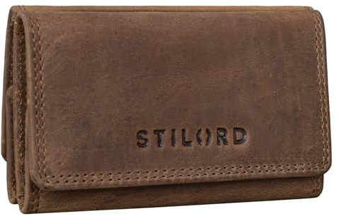 STILORD Jean Schlüsseltasche Leder Groß Vintage Schlüsseletui mit Schlüsselringen Mini Kartenetui RFID Key Organizer Schlüsselmappe Echt Leder Farbe:mittel - braun