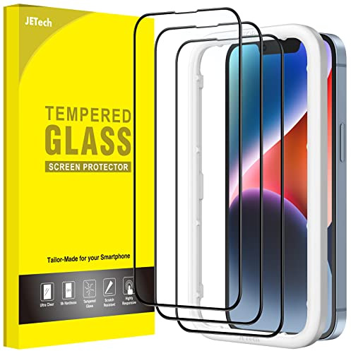 JETech Pellicola Protettiva Completa per iPhone 14/17e, 3 Pezzi | Vetro Temperato Bordo Nero, Strumento Installazione Facile, HD Trasparente, Compatibile con Custodie