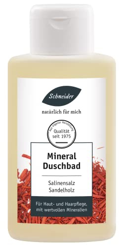 Saunabedarf Schneider - Salinensalz Mineral-Duschbad, als Duschgel und Haarshampoo, Sandelholz, 250ml