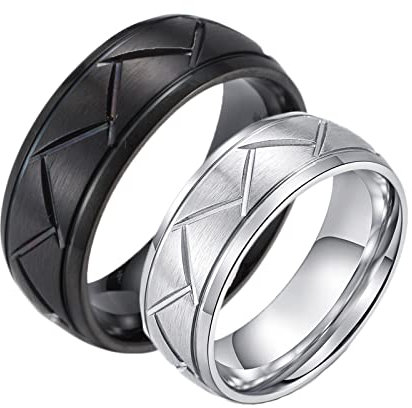 BCughia Freundschaftsringe Beste Freundinnen, Ringe Edelstahl Männer Set Gebürsteter Ring, 8mm Damengröße 65 (20.7) Herrengröße 65 (20.7)