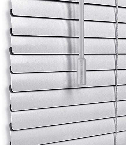 LazBlinds Cordless 1 Aluminum Mini Blinds, Blackout Privacy Room Darkening Horizontal Window Blinds, Custom Size Blinds for Windows, Silver Grey