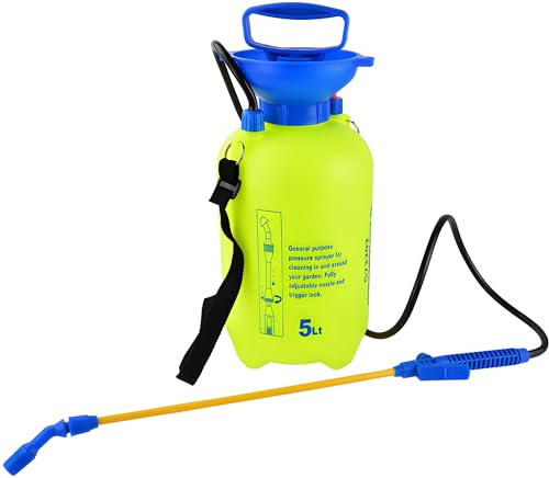 KNM Trade Drucksprüher 5L Polyethylen Ergonomisch Verstellbar | Polyethylen, Gartenpflege, Pflanzenschutz, Messingdüse, leichte Handhabung