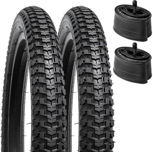 YunSCM 2PCS 16 Bike Tyres 16x1.75 Tyres 47-305 and 16 Bike Tubes AV32mm Schrader Valve Compatible with Children/City/Road Cycling 16x1.75 Bicycle Tyres and Tubes