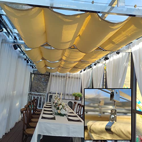 RAINCL WaterProof Shade Sails, RainProof Retractable Pergola Replacement Cover, Sunscreen Awning Tarp With Install Kits For Gazebo Carport Porch Patio Hot Tub Yard Polyester, 65 SIZES (Color : Beige