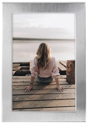 Hama Bilderrahmen 15x20 (Fotorahmen, Portraitrahmen, Hochformat, Querformat, zum Hängen, Hinstellen, Hängevorrichtung, Aufsteller, Samt, Samtrückwand, Glasscheibe, Bildformat 15 x 20 cm) silber