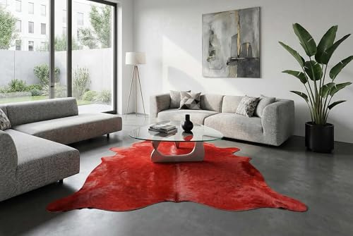 Kuhfelle Online & Nomad Premium KUHFELL Teppich ROT 220 x 190 cm KUHFELL Teppich ROT EINGEFÄRBT