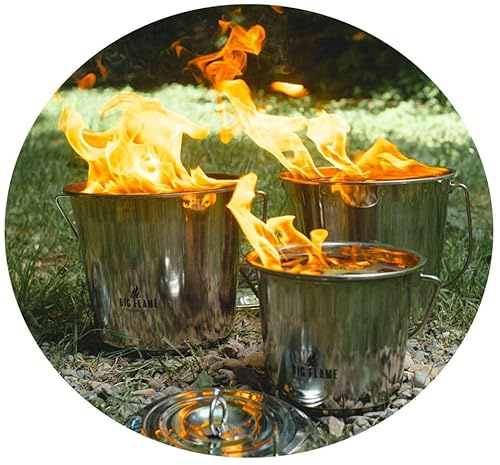 Topkapi Terrassenfeuer Big Flame 8 Liter│ Fabelhaft für Balkon, Terrasse, Garten, Camping │ Outdoor Edelstahl Feuereimer │ Nachhaltig, Wiederauffüllbar │ 6-8 h Brenndauer │ Wundervolles Flammenspiel