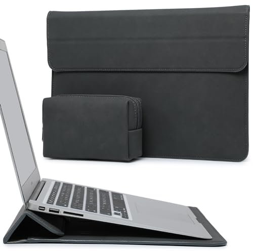 HYZUO 15 Zoll Laptop-Hülle mit Ständer für MacBook Air 15 M4 A3241 M3 A3114 M2 A2941 2025-2023, 15“ Surface Laptop 7/6/5/4, MacBook Pro 15 A1990 A1707 2019-2016, mit Kleine Tasche, Weltraum Grau