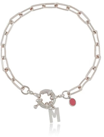 Pulsera Marinera Initials Plata de Ley 925, Pulsera letra(s) inicial(es), Cadena de eslabones de plata, cierre resort/reasa/marinera, Regalo Personalizado para la Mamá/Madre, piedra natural, hand made