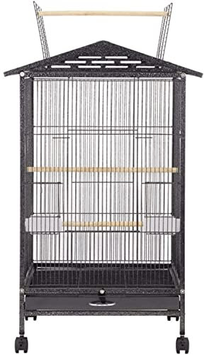 ZUMAHA Sicherheit Großer Vogelkäfig aus Metall, schmiedeeiserner Vogelkäfig mit 4 Rädern, leicht zu reinigender Vogelkäfig für kleine und mittlere Vögel Solide