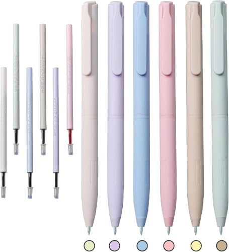 SEPWGUMD TECKI Aesthetic Kugelschreiber, 0,5mm Gelschreiber, Pastell Fineliner, Aesthetic School Stuff, Back to School Must Haves, Scrapbooking Zubehör, Mache Notizen, Malerei (Morandi 6 Farben)