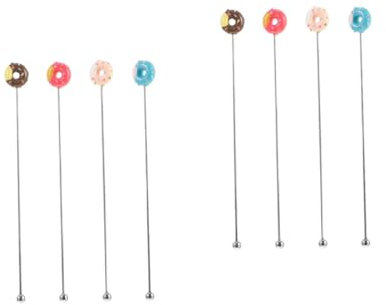 BESTonZON 8piezas Palitos De Forma De Donut De Acero Inoxidable para Cócteles y Café Utensilios De Bar Elegantes y Creativos