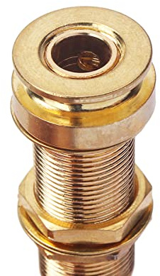 Vaguelly Gitarren Endpin Buchse aus Kupfer und Kunststoff Goldfarben 3-polig Einfache Installation ohne Schrauben Geeignet für Gitarre und Bass Zubehör