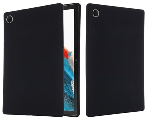 Custodia per tablet Samsung Galaxy Tab A8 da 10,5 pollici (SM-X200/X205/X207), in silicone liquido, flessibile in gomma morbida, sottile, protettiva, antiurto, nera