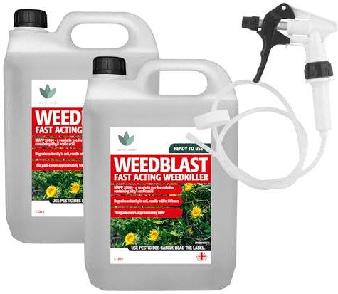Weedblast Fast Acting Weedkiller 2 x 5 Litre with Long Hose Trigger (Ready to use), See Results Within 24 hours