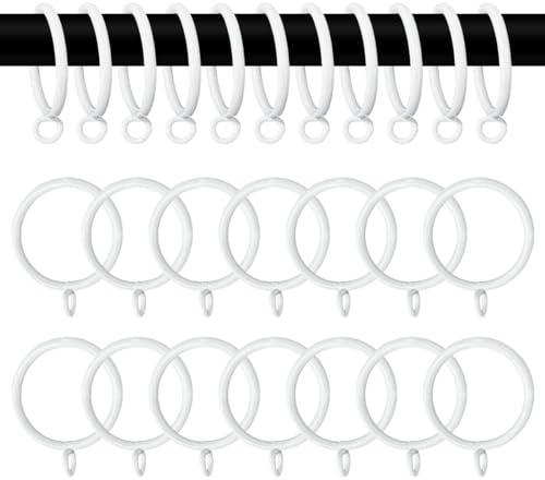 Vorhangringe, Vorhangringe, 38 mm Innendurchmesser, Weiß, 50 Stück | Mattes, rostfreies, glattes Design, leise, langlebig, einfach zu installieren für Gardinenstangen, Duschvorhangstangen