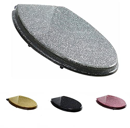 Toilettensitz mit Absenkautomatik Goldener Toilettensitz, Harz-Toilettensitz, länglicher Toilettensitz, langsam schließender Glitzer-Toilettensitz, sanft schließender Badezimmer-Toilettendeckel, leich