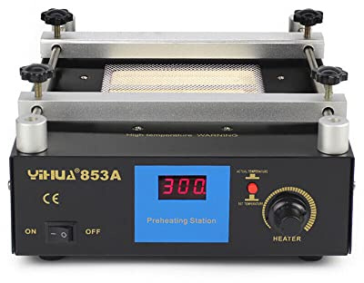 853A Stazione di Saldatura a Piastra Calda da 450W, Riscaldamento Elettrico Piastra Preriscaldamento Stazione 120X120mm, LED Microcomputer Preriscaldamento Elettrico Rework Heater Lab