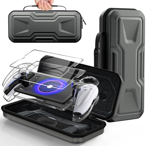 Étui de Transport et Coque de Protection pour PlayStation Portal, Gris | FYOUNG Kit Accessoires de Voyage pour PS5 Portal: Housse Rigide Portable, Coque Case & 2x Protecteurs Écran Verre Trempé