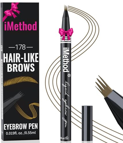 iMethod Augenbrauenstift mit Mikro-4-Gabel-Spitze - Microblading für Haarähnliche Augenbrauen, Lang Anhaltend, Wischfest, Brown