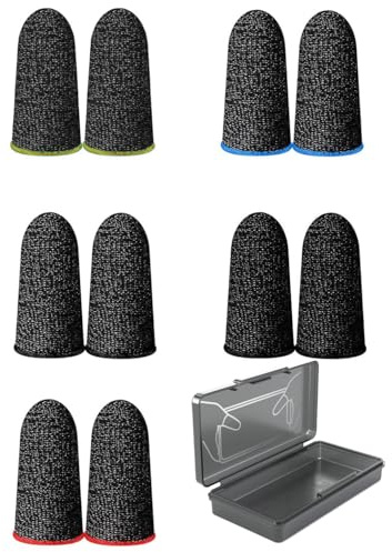 MYGLOAR 10PCS doigtiers de Jeu, doigtiers de Jeu Mobiles, protège-Pouces Respirants, protège-Doigts, Manchons Anti-Transpiration,doigtiers Extra Confortables et Stables avec 1 boîte de Rangement Mate